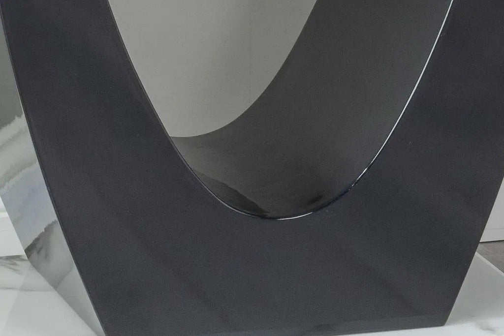 Omega White Black High Gloss Engineered Marble Console Table
