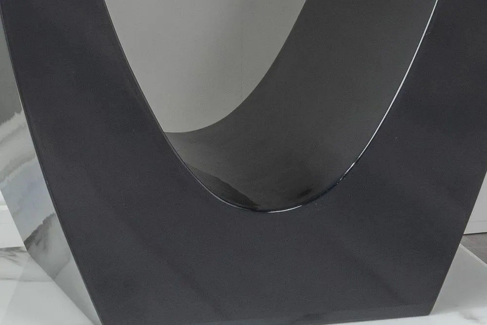 Omega White Black High Gloss Engineered Marble Console Table