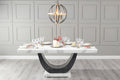 Omega White Black High Gloss Engineered Marble Dining Table 180cm