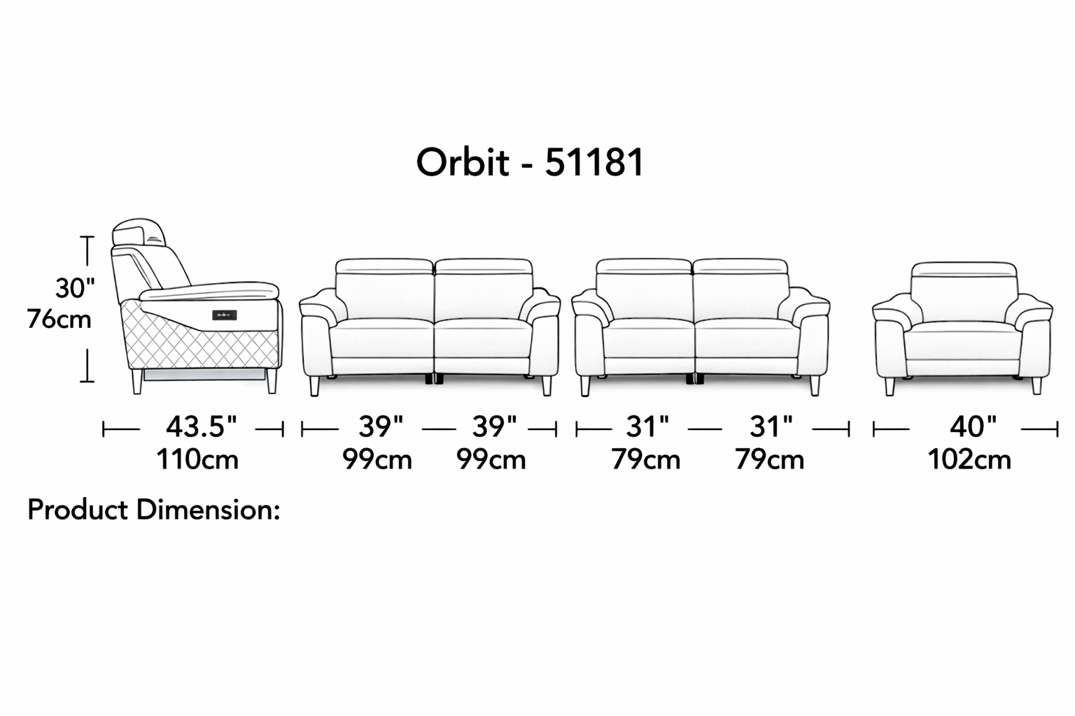 Orbit Sonomo Ivory Fabric Power Recliner Sofa