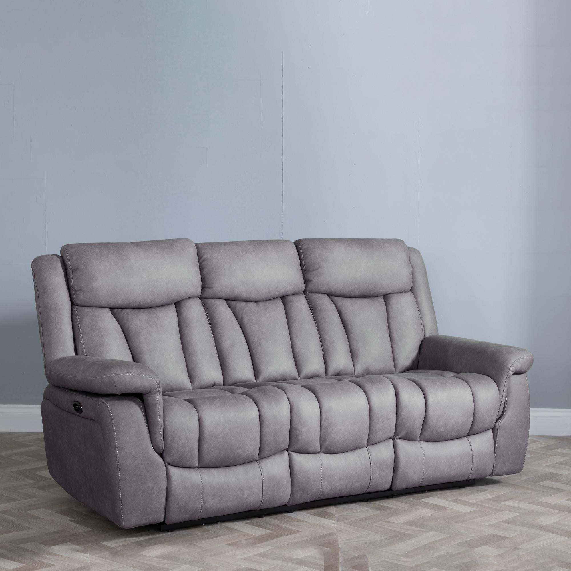 Pickford Grey Fabric Electric Recliner Sofa