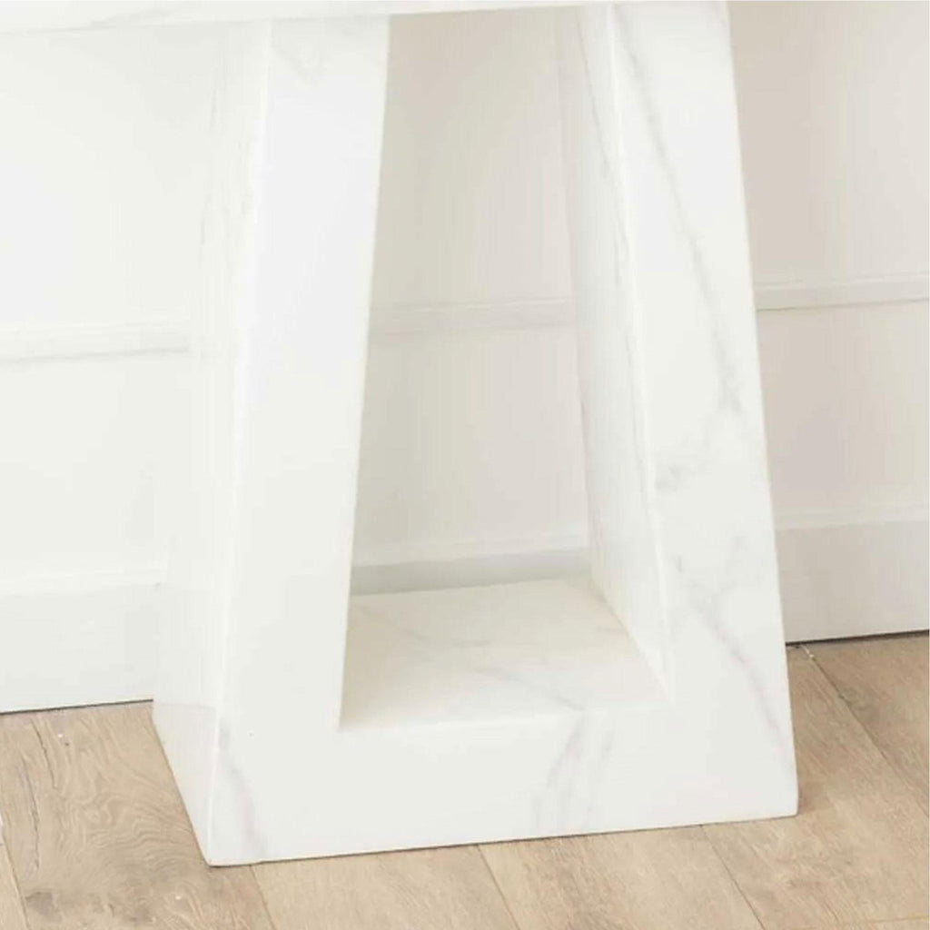 Rio White Engineered Marble Console Table