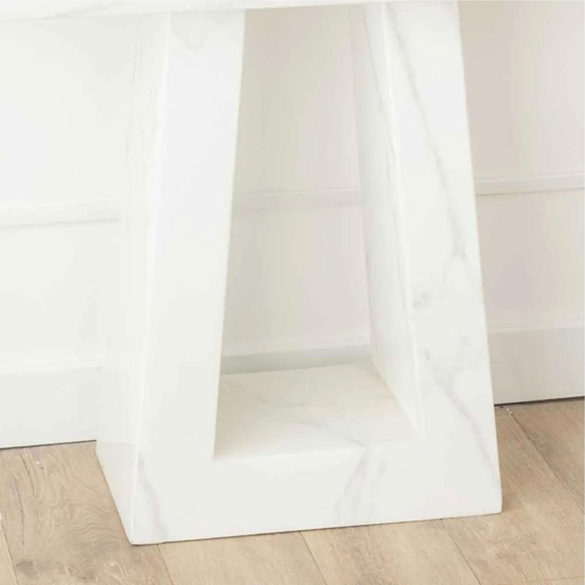 Rio White Engineered Marble Console Table