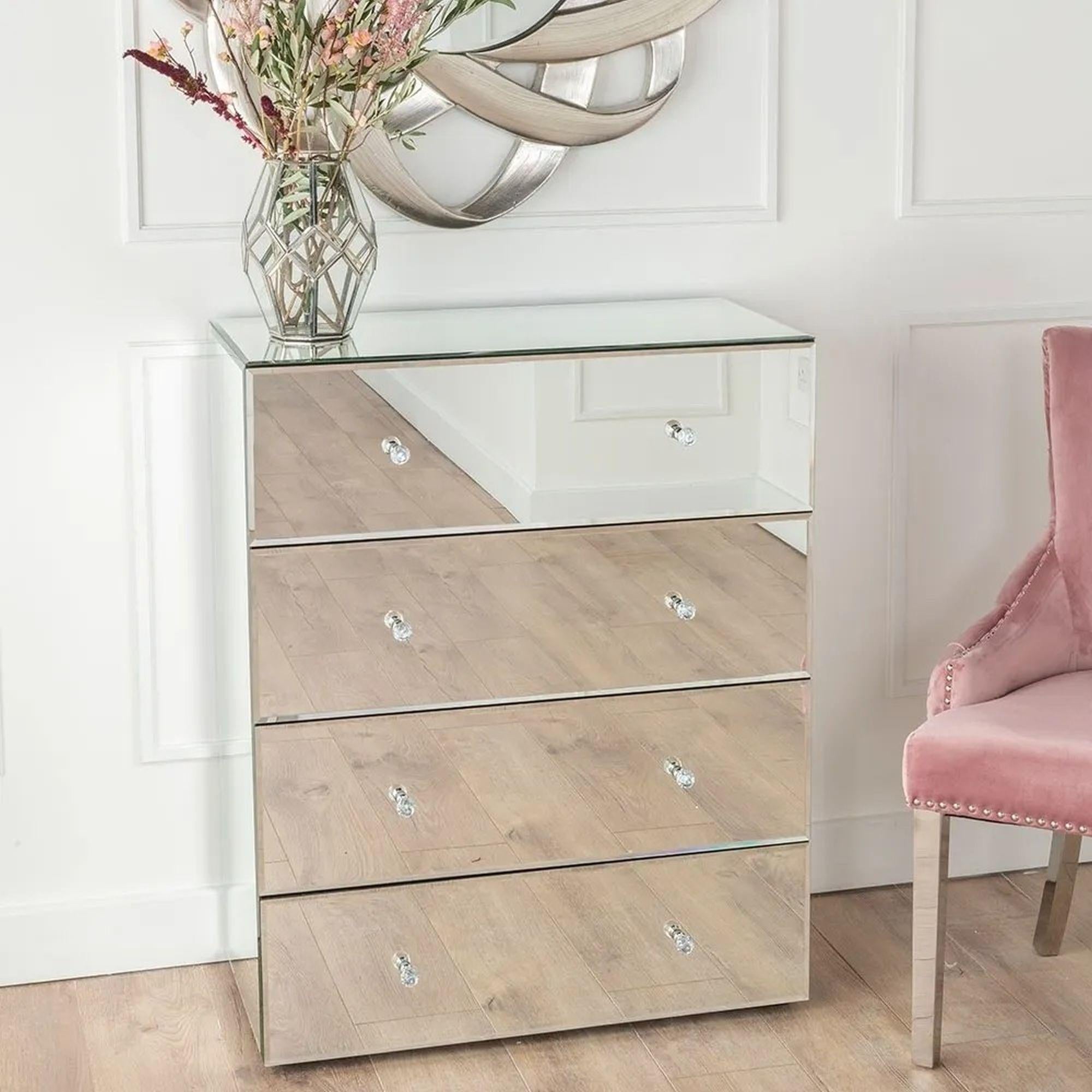 Scala Mirrored 4 Drawer Tall Chest of Drawers
