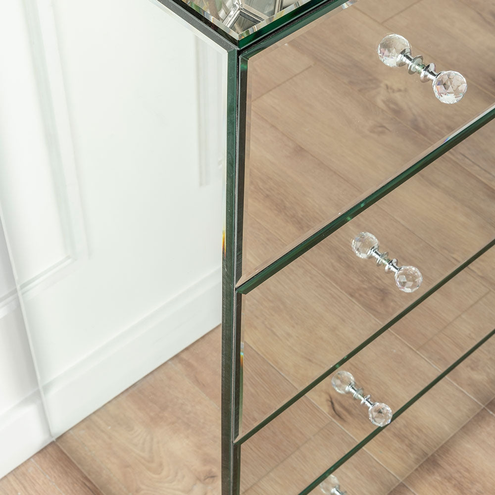Scala Mirrored 4 Drawer Tall Chest of Drawers