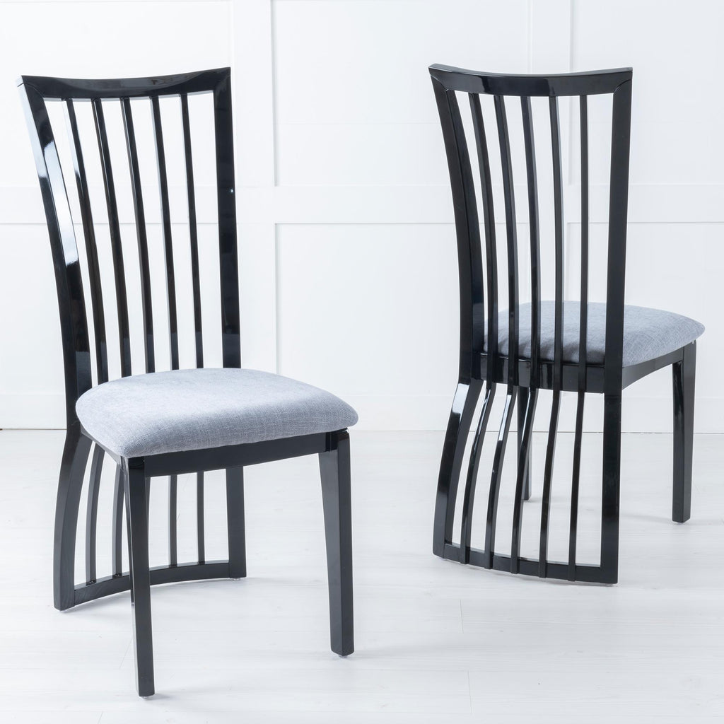 Venito Grey Black Legs Slatted Back Dining Chair