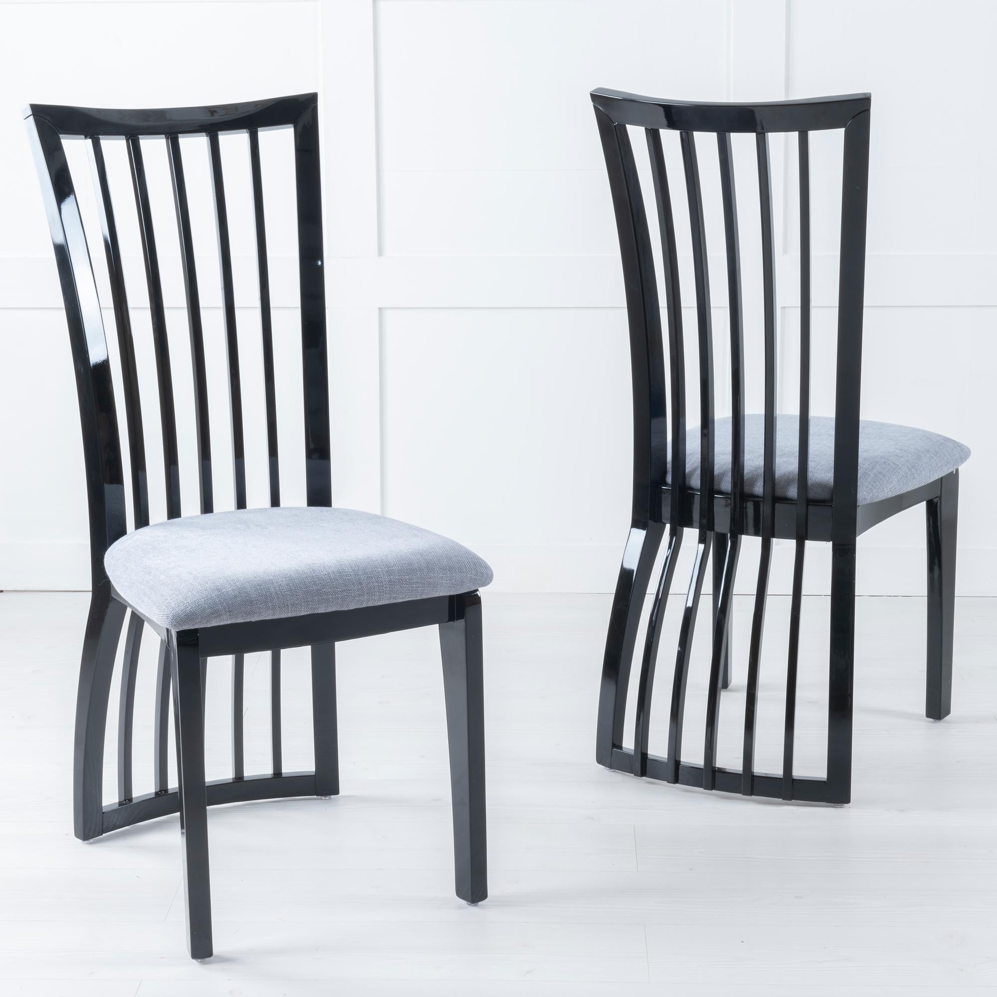 Venito Grey Black Legs Slatted Back Dining Chair