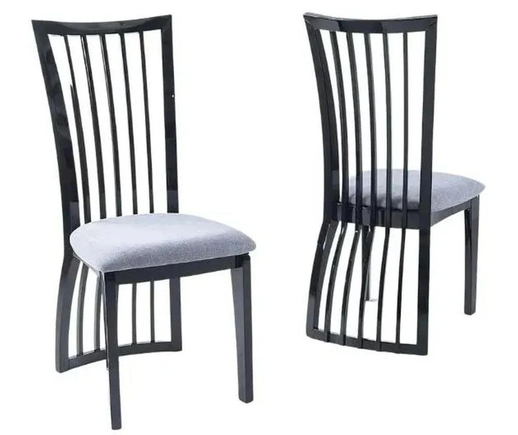 Venito Grey Black Legs Slatted Back Dining Chair