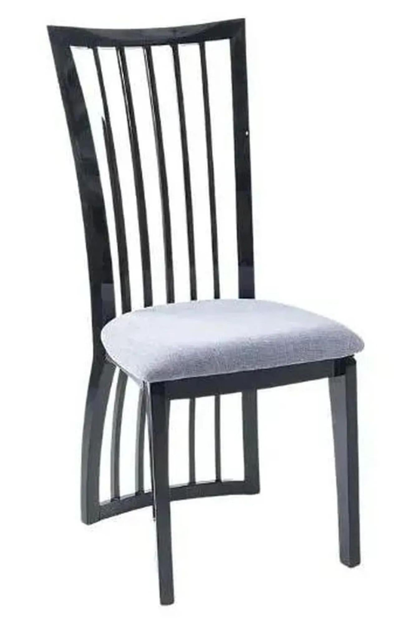 Venito Grey Black Legs Slatted Back Dining Chair