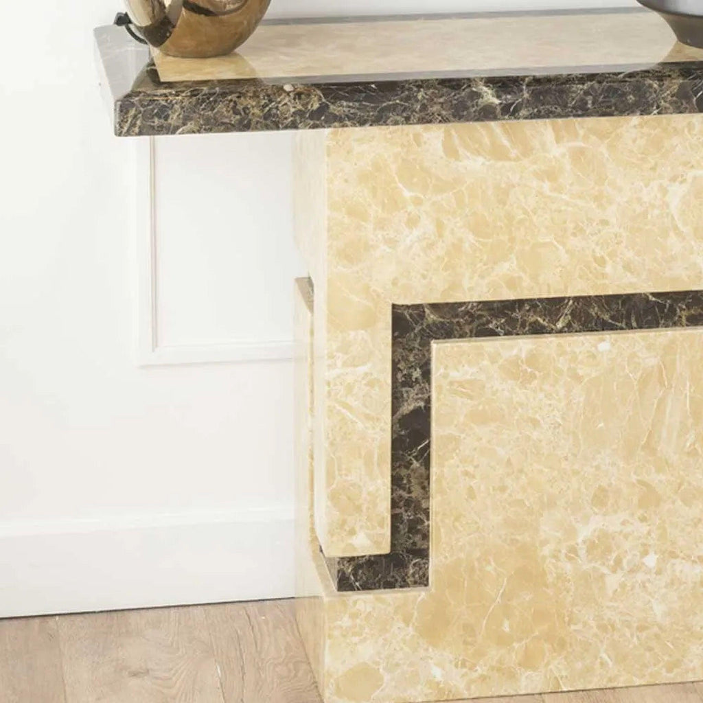 Venus Grey Cream Engineered Marble Console Table