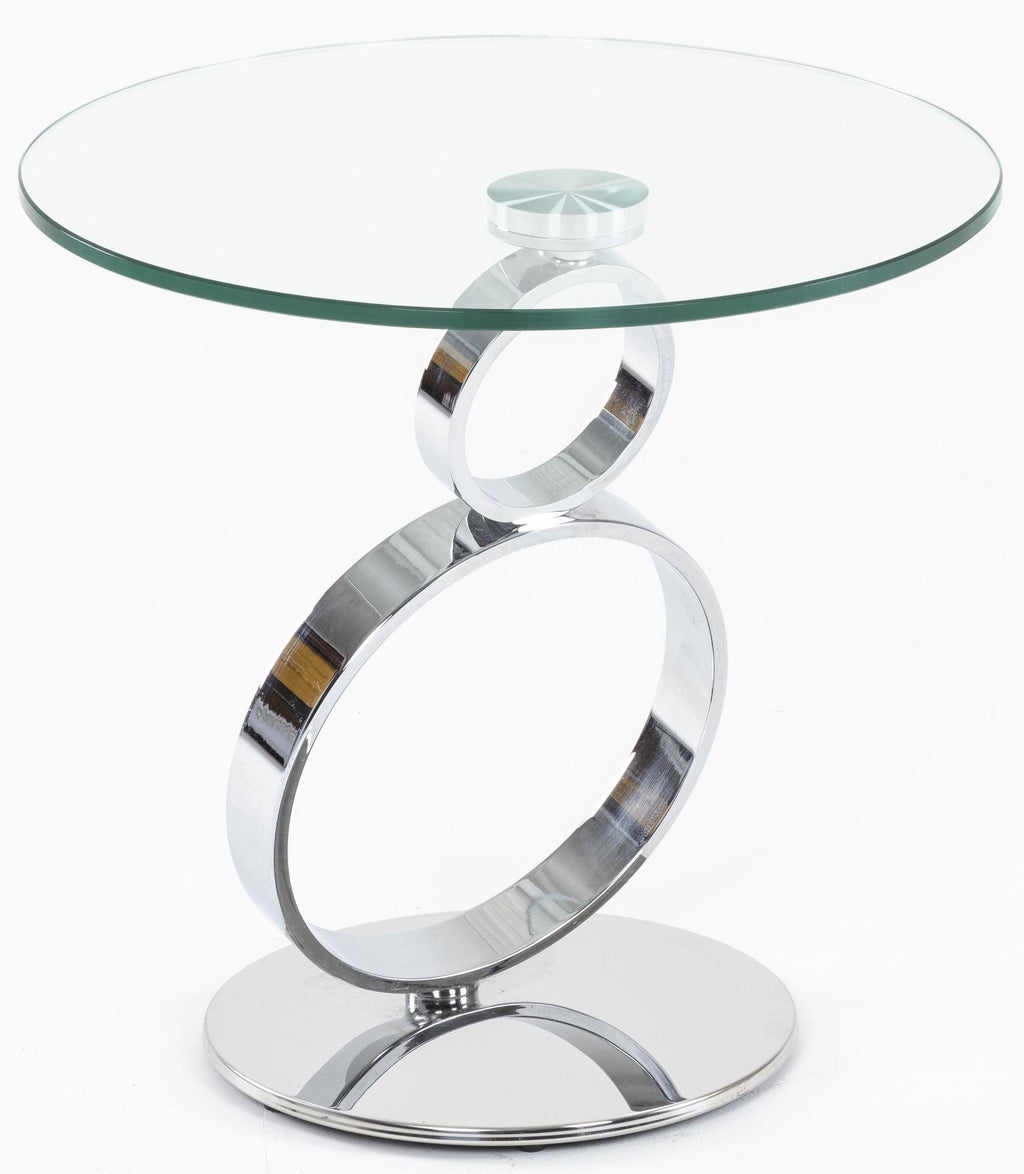 Virgo Clear Glass Chrome Round End Table