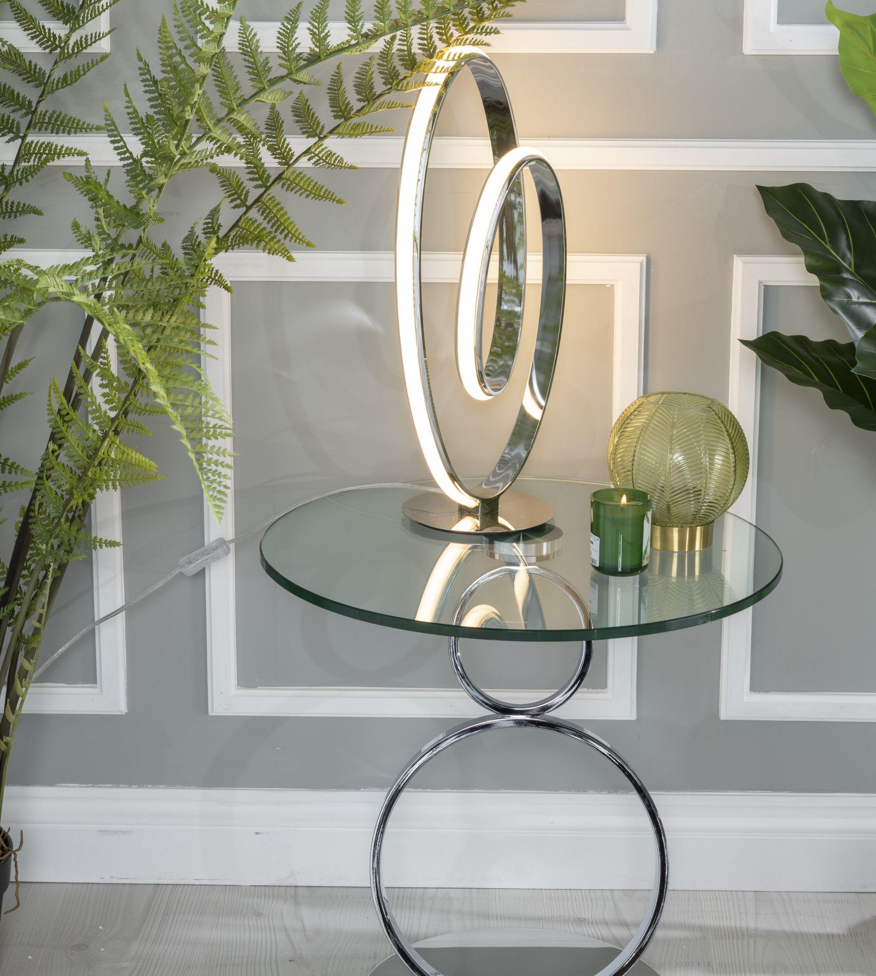 Virgo Clear Glass Chrome Round End Table