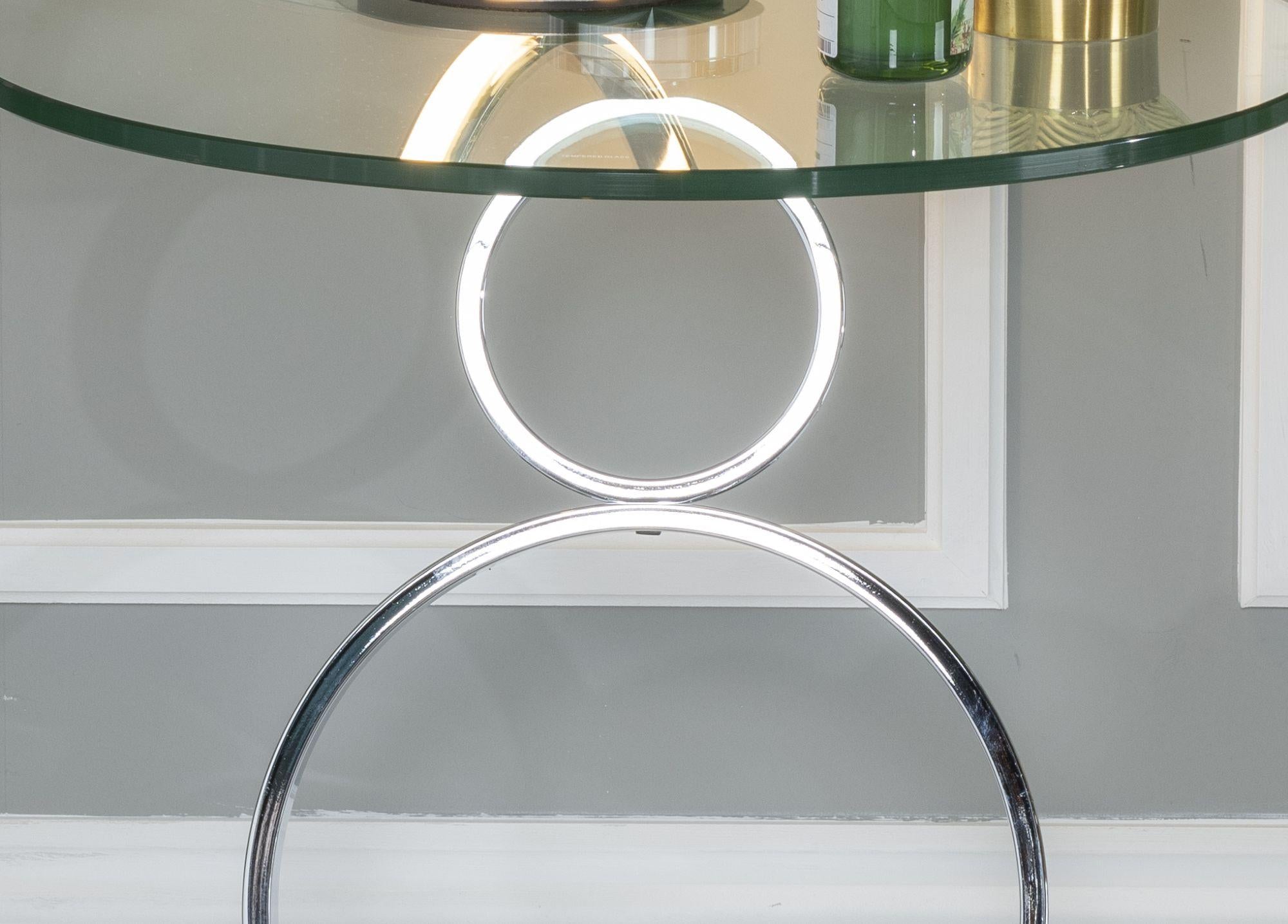 Virgo Clear Glass Chrome Round End Table