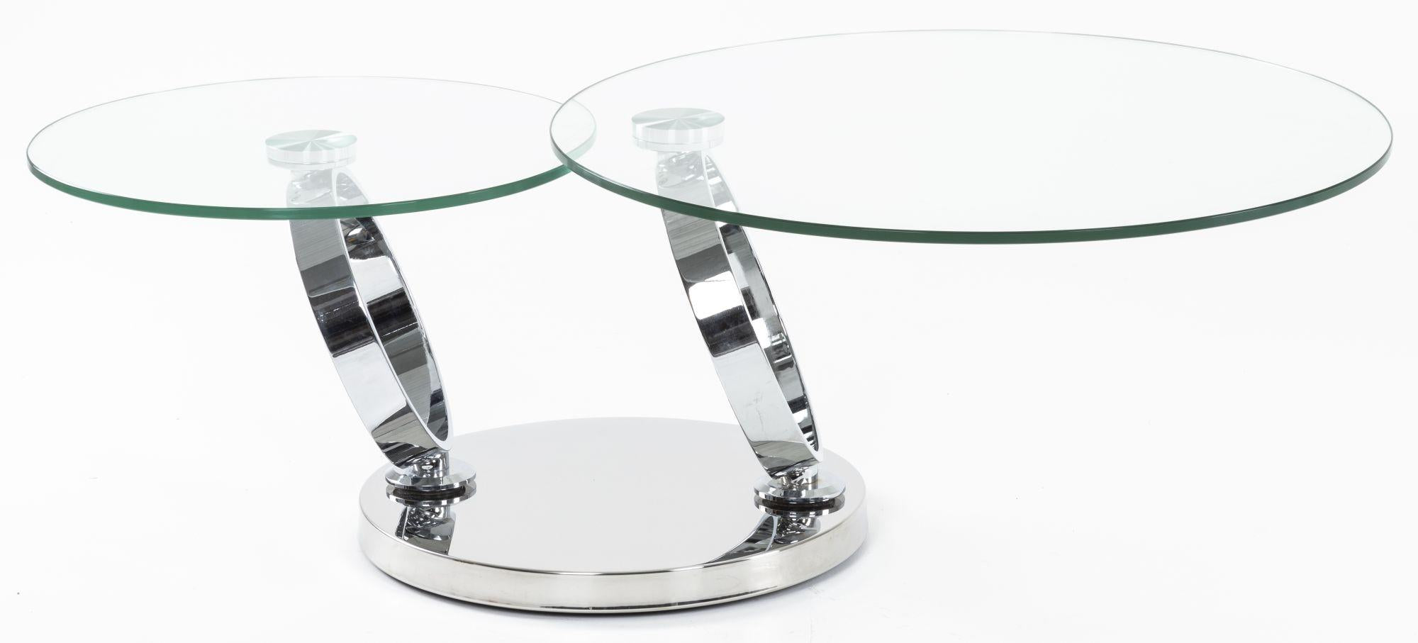 Virgo Clear Glass Chrome Swivel Round Coffee Table