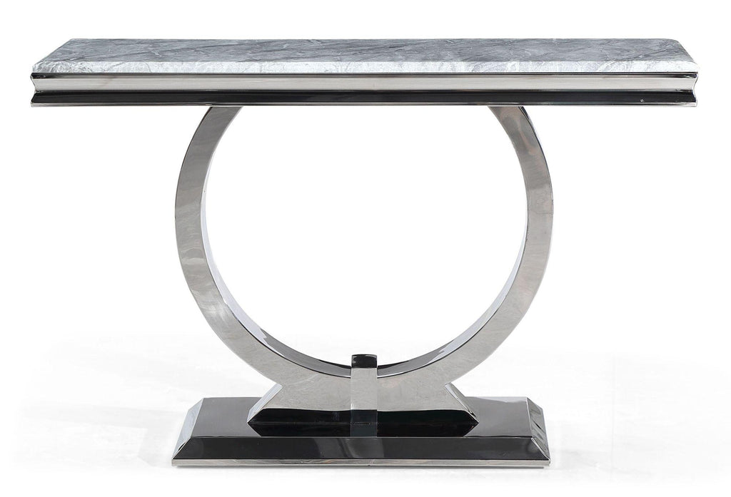 Welby Grey Chrome Marble Effect Console Table