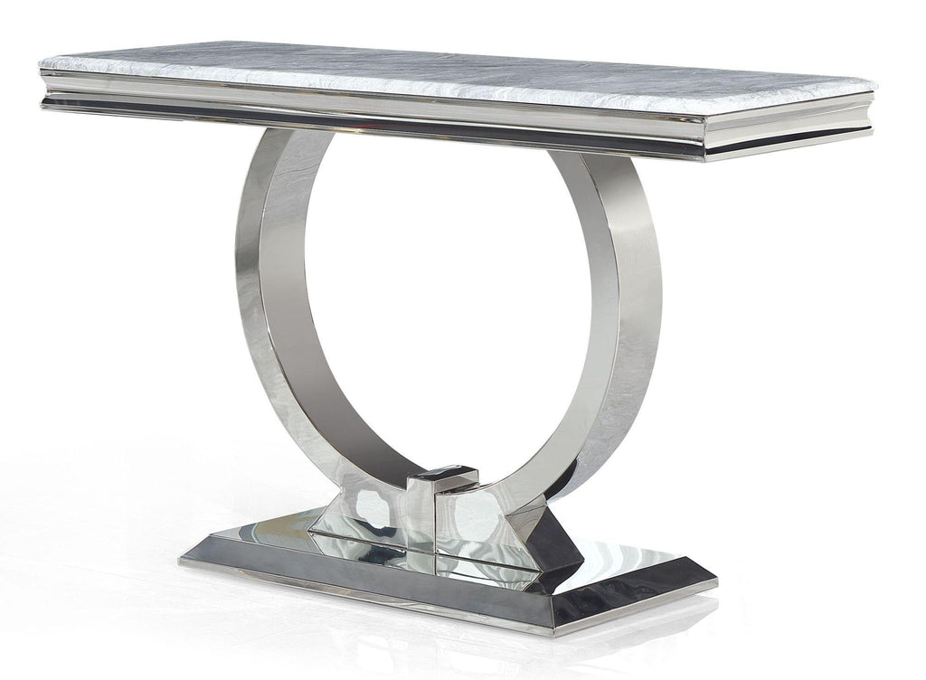 Welby Grey Chrome Marble Effect Console Table