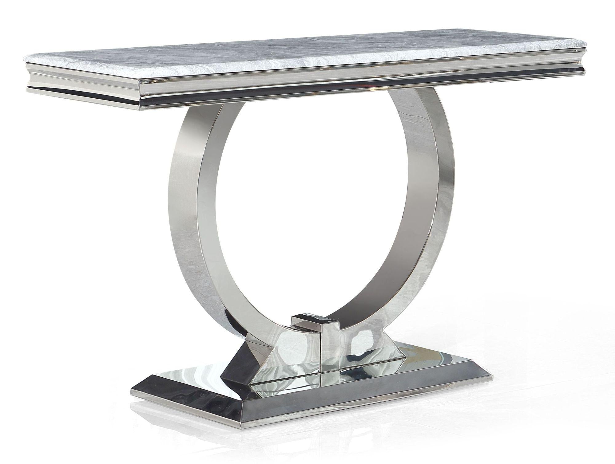 Welby Grey Chrome Marble Effect Console Table