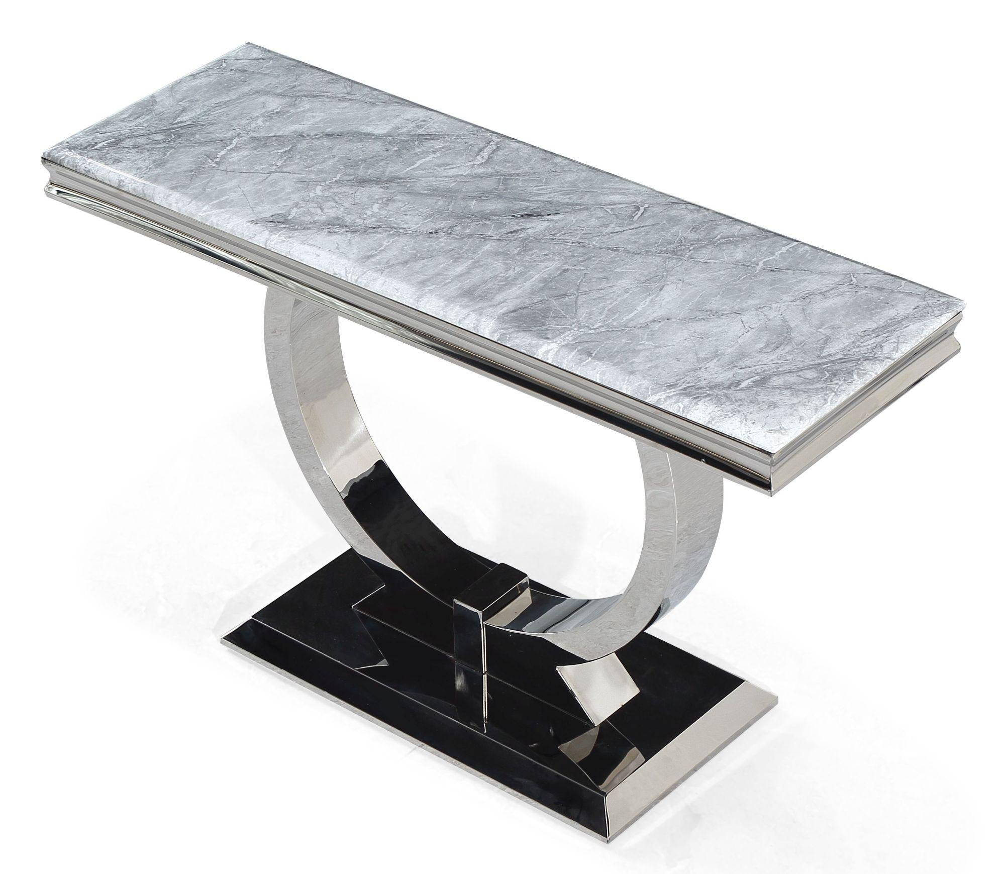 Welby Grey Chrome Marble Effect Console Table