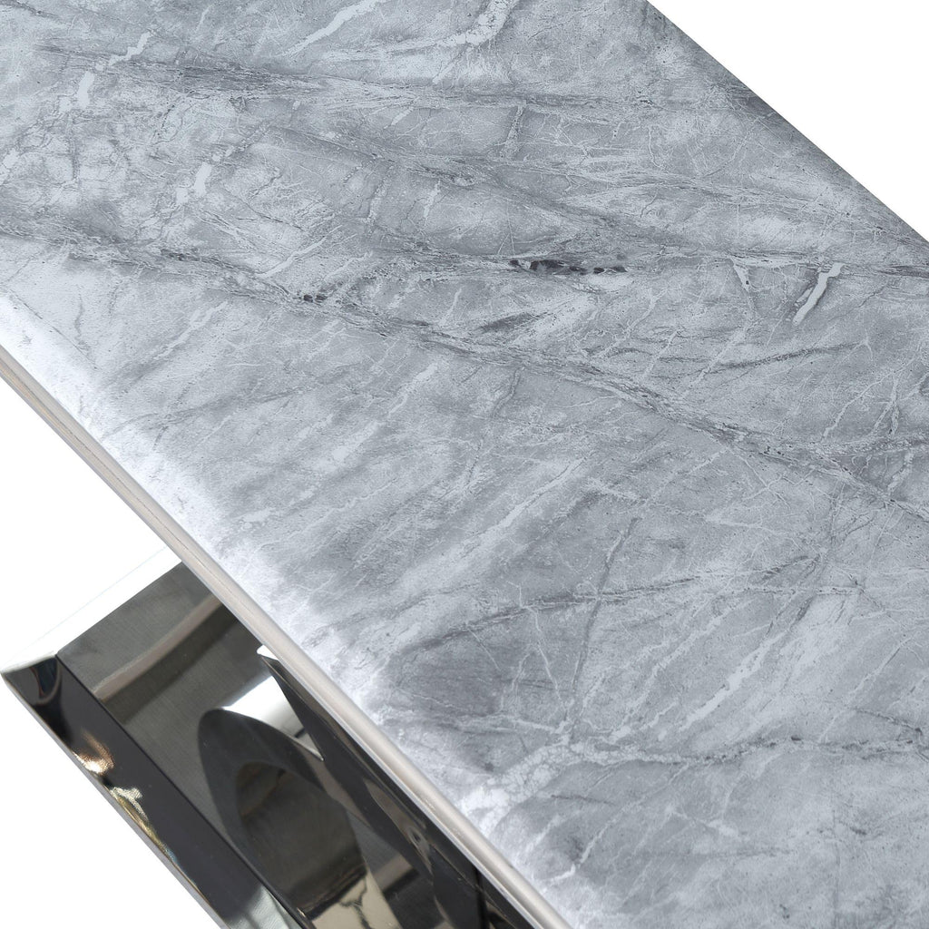 Welby Grey Chrome Marble Effect Console Table