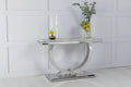 Welby Grey Chrome Marble Effect Console Table