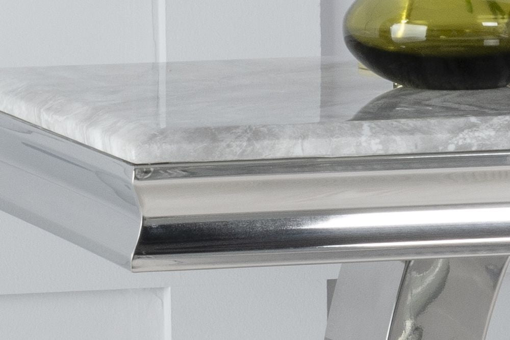 Welby Grey Chrome Marble Effect Console Table