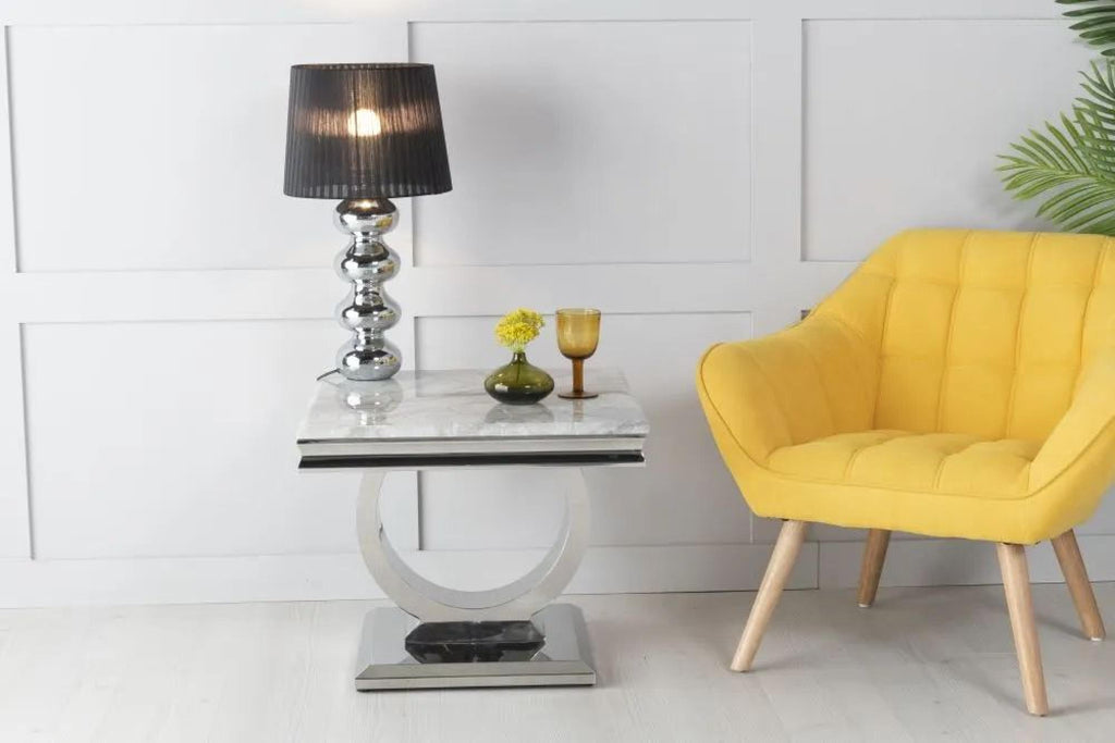 Welby Grey Chrome End Table